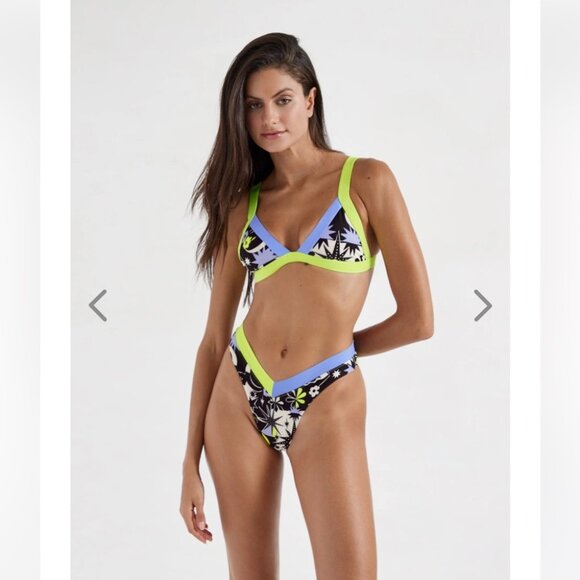 NWT OneOne Swimwear SET Bikini Blue Neon Yellow White Black Jesse Kameron New - Picture 10 of 13